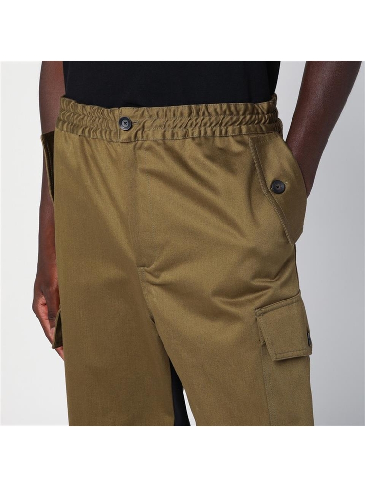 웨일스 보너 FW24 WALES BONNER Green khaki cotton trousers MA24TR01CO04 Green