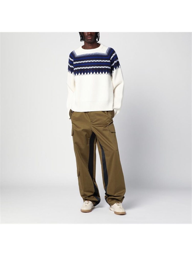 웨일스 보너 FW24 WALES BONNER Ivory/blue Mist Fair Isle jumper UA24KN21WO09 White