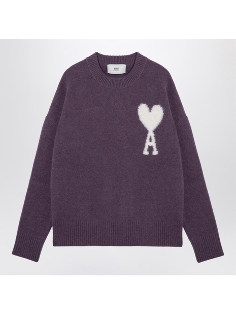 아미 FW24 Ami Paris Lilac Ami De Coeur alpaca jumper UKS025UKN0032 Purple