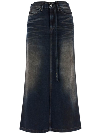 아크네 스튜디오 FW24 maxi denim skirt with waist strap AF0464 DARK BLUE