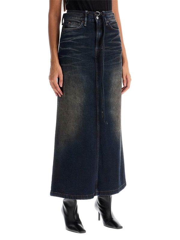 아크네 스튜디오 FW24 maxi denim skirt with waist strap AF0464 DARK BLUE