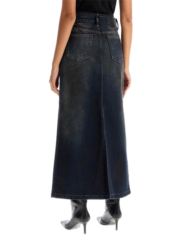 아크네 스튜디오 FW24 maxi denim skirt with waist strap AF0464 DARK BLUE