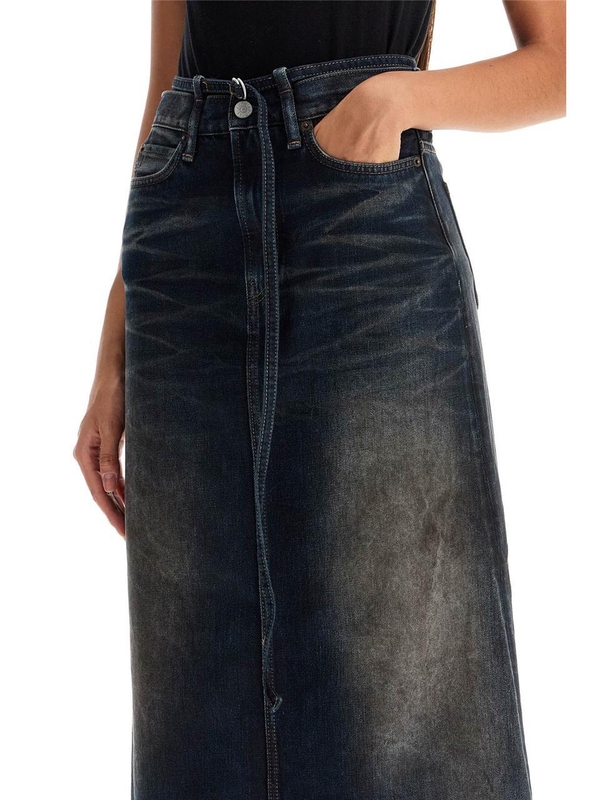 아크네 스튜디오 FW24 maxi denim skirt with waist strap AF0464 DARK BLUE