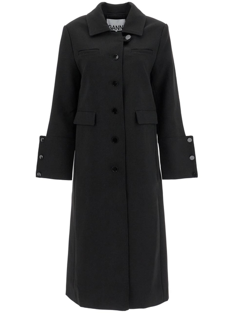 가니 FW24 long single-breasted coat F9606 BLACK