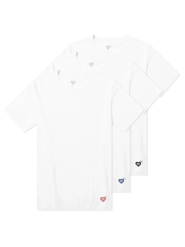 휴먼 메이드 FW24 Heart 3-pack t-shirt set HM28CS048WHITE White