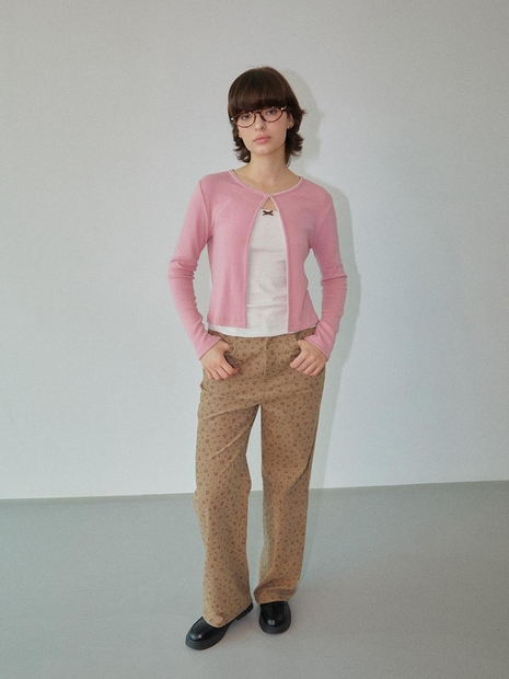 Flower Corduroy Straight Pants Beige WBDFPA004BE