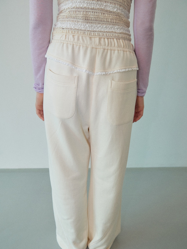 Backside Lace Edge Sweatpants Cream WBDFPA002IV