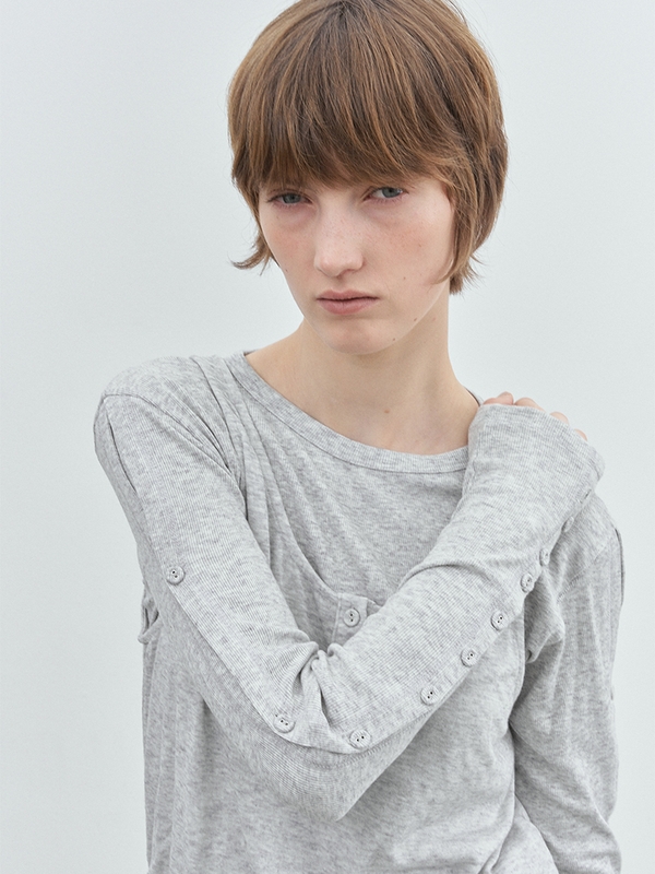 Button ribbed Top(L/mélange gray)