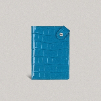 Matiere leather passport wallet Turquoise Blue