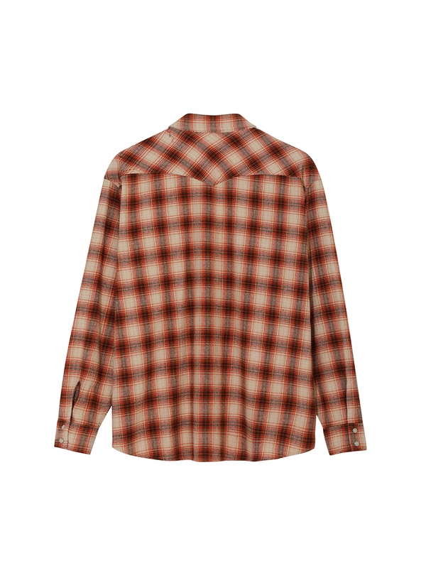 [PRODE x MIJ] Damaged Western Check Shirt (Orange)