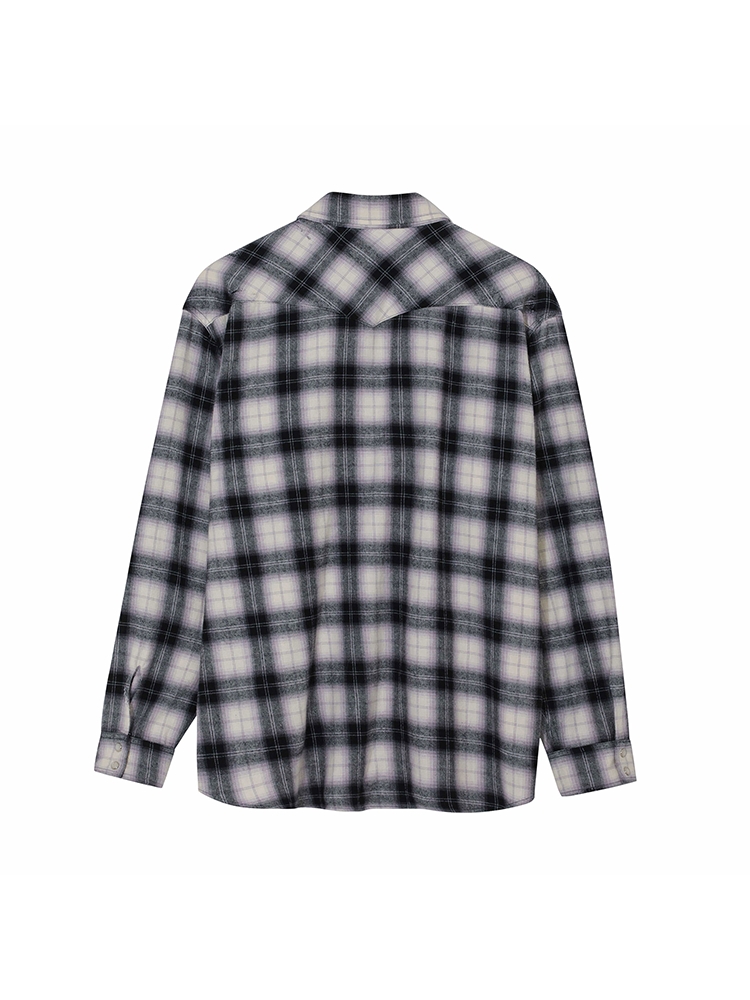 [PRODE x MIJ] Damaged Western Check Shirt (Black)