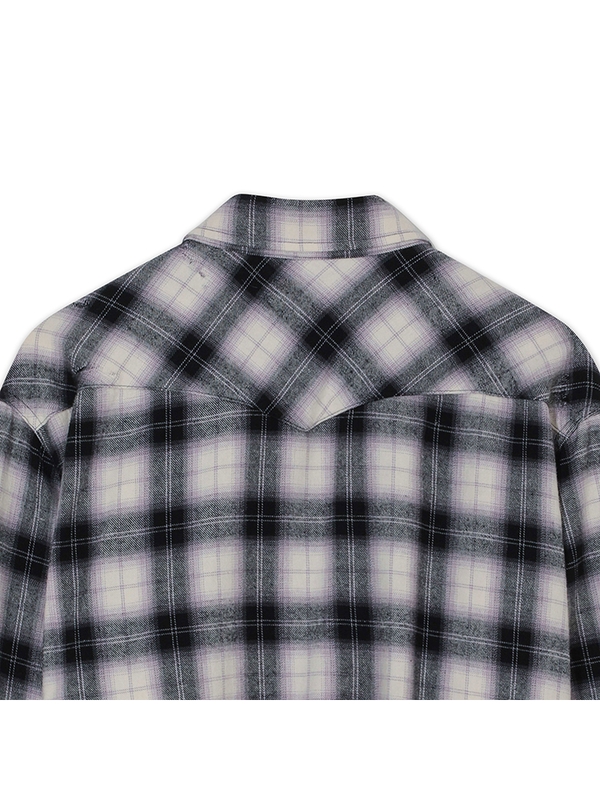 [PRODE x MIJ] Damaged Western Check Shirt (Black)