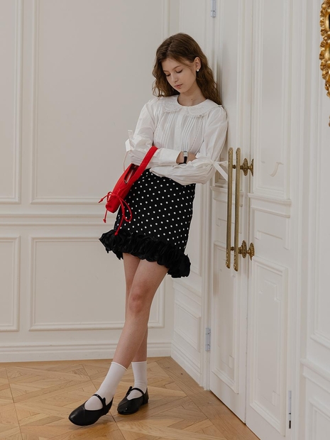 DD_Polka dot ruffle mini skirt