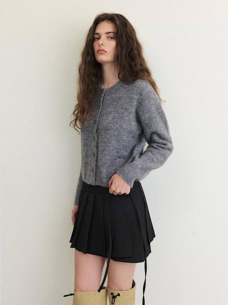 Mohair Knit Cardigan, Grey