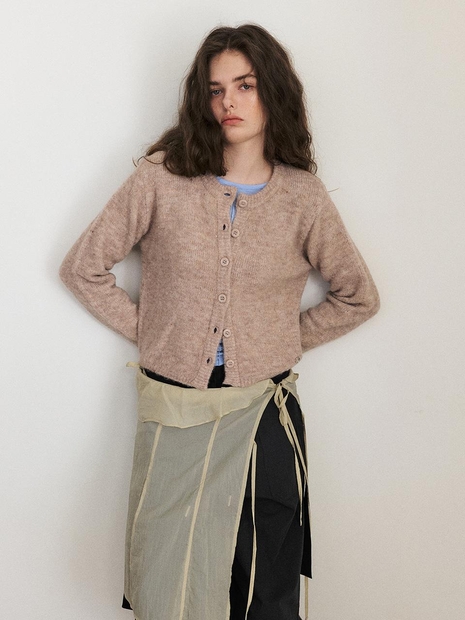 Mohair Knit Cardigan, Beige