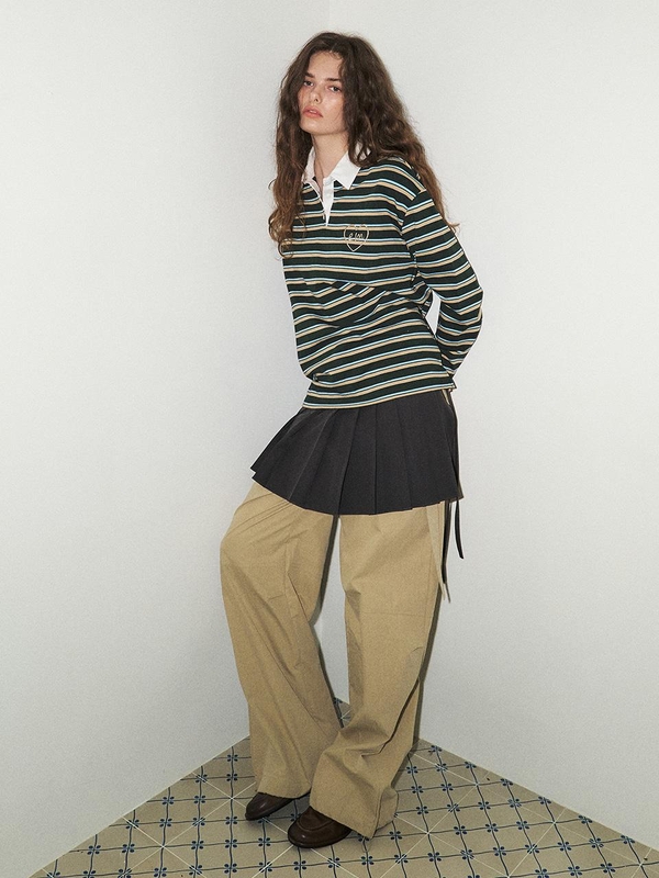 Love Stripe Collared T-Shirt, Green