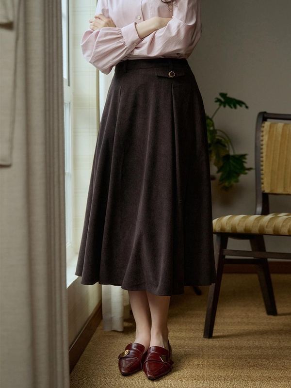 SR_Literary corduroy brown skirt