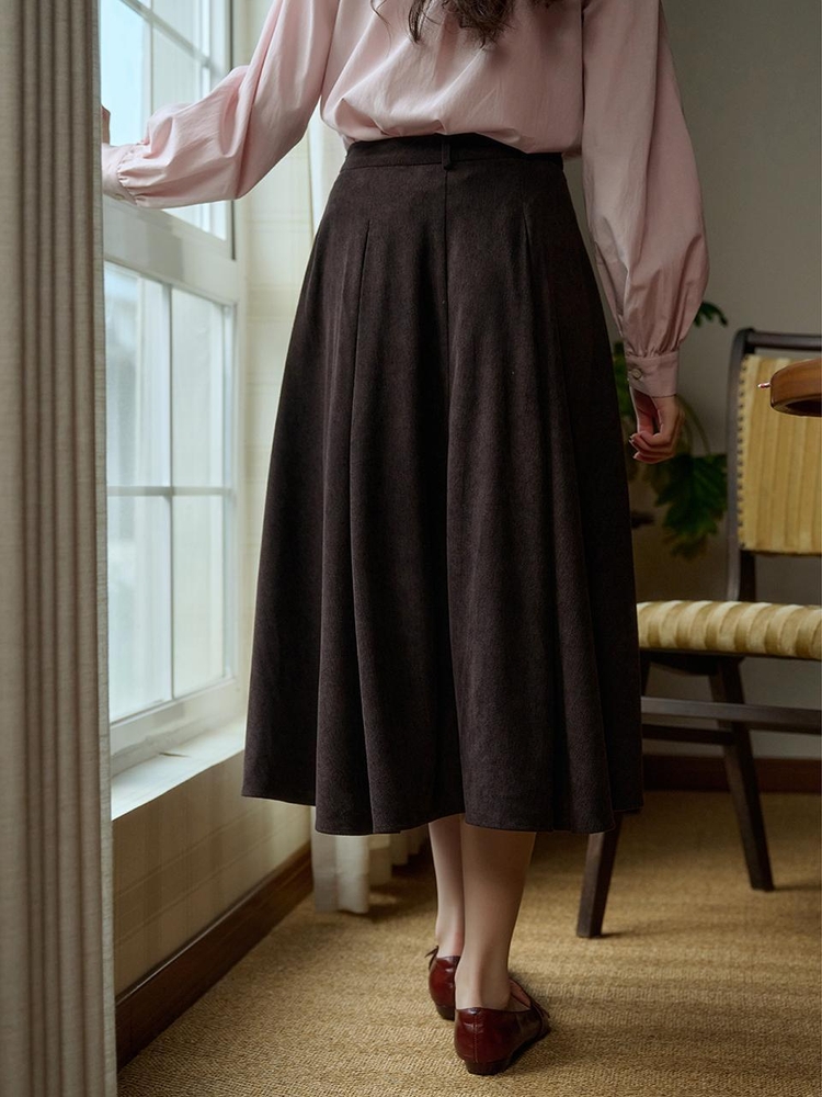 SR_Literary corduroy brown skirt