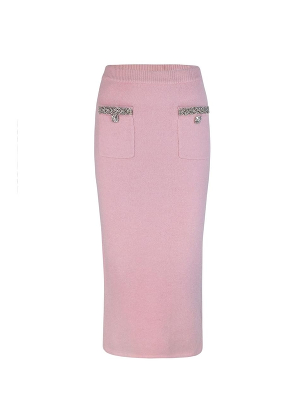  FW24 Knit midi skirt with rhinestones AW24-079MSKP Rose