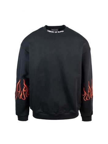 비전 오브 슈퍼 FW24 Red Flames Sweatshirt VS00853Black Black