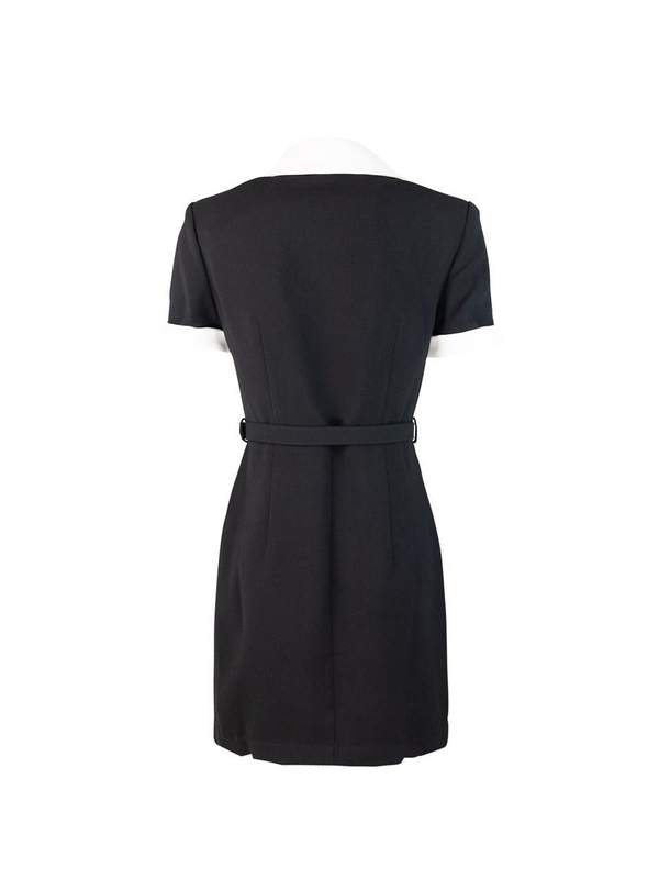   Contrasting black crepe mini dress AW24-007SB Black