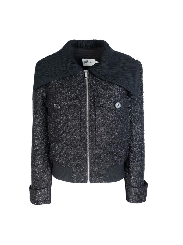   Lurex boucle bomber jacket AW24-051JB Black