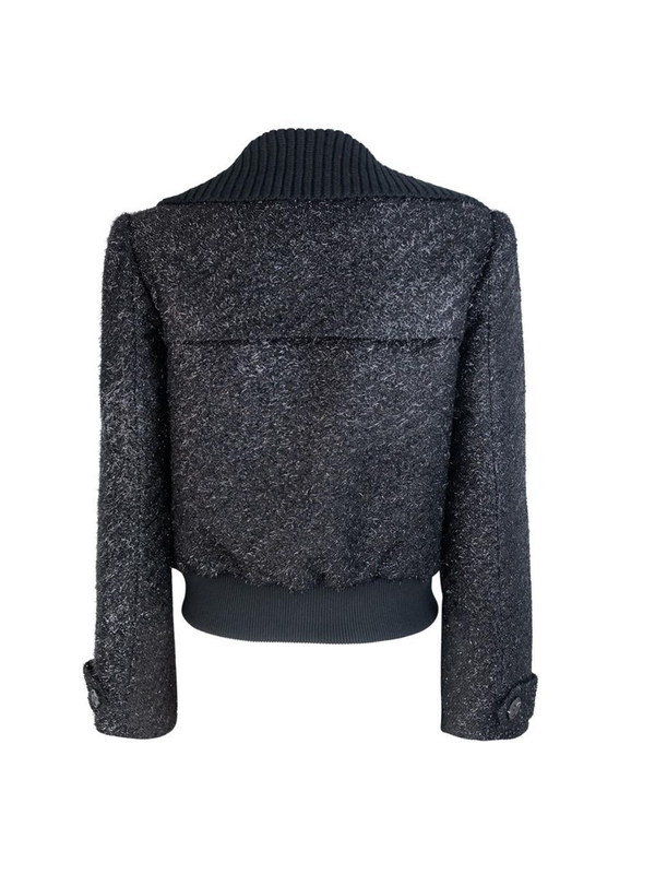   Lurex boucle bomber jacket AW24-051JB Black