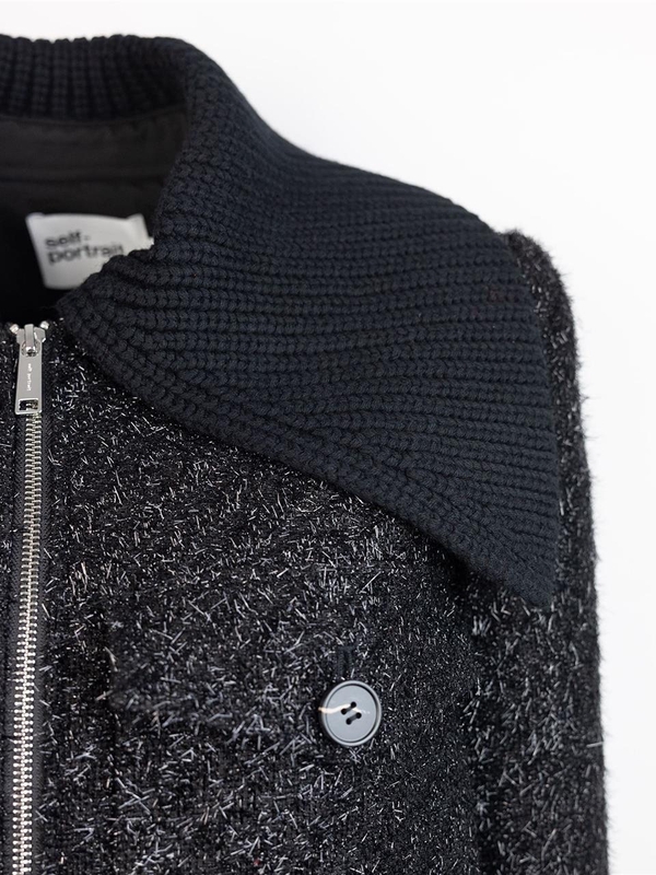   Lurex boucle bomber jacket AW24-051JB Black