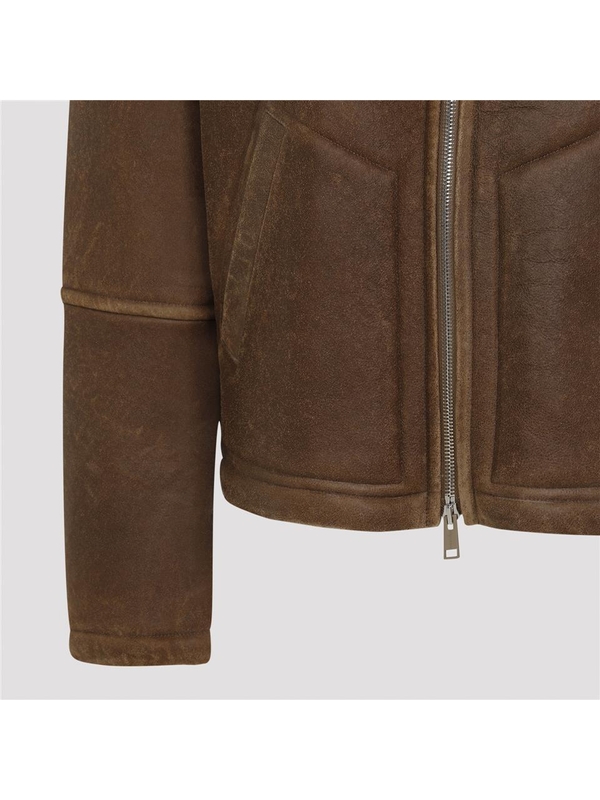 이브살로몬 FW24 Yves Salomon Leather Jacket 25WHV60869MEBV Brown