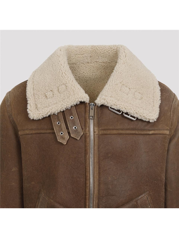 이브살로몬 FW24 Yves Salomon Leather Jacket 25WHV60869MEBV Brown