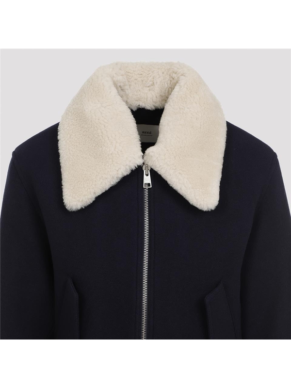 아미 FW24 Ami Wool Short jacket HJK060.WV0049 Blue