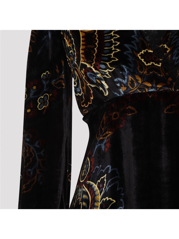 에트로 FW24 Etro Velvet Midi Dress WRHA0174.99SPD75 Black