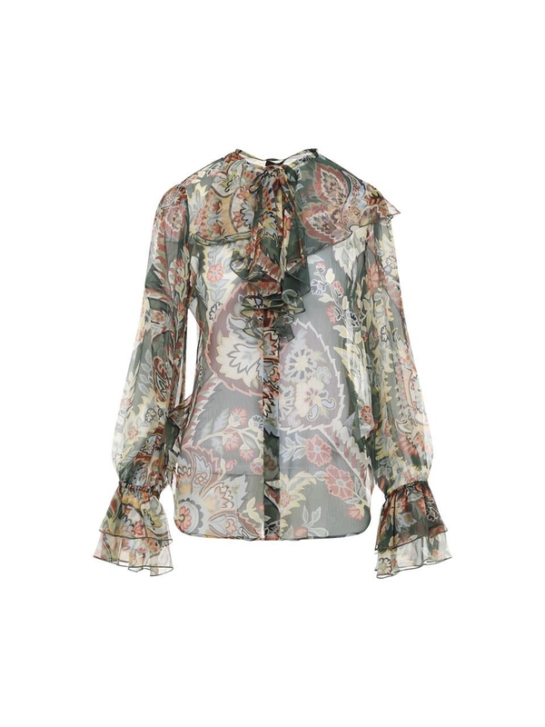 에트로 FW24 Etro Chiffon Shirt WRIA0032.99SA1E3 Green