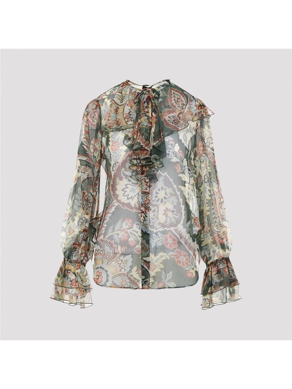 에트로 FW24 Etro Chiffon Shirt WRIA0032.99SA1E3 Green