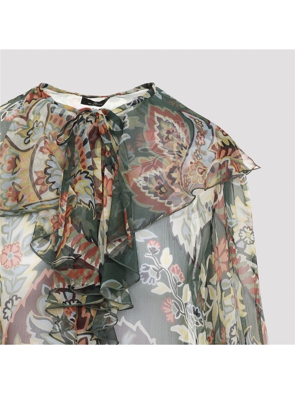 에트로 FW24 Etro Chiffon Shirt WRIA0032.99SA1E3 Green