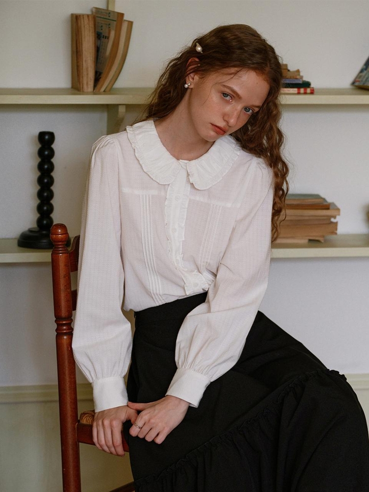 Cest_Frill doll collar shirt_WHITE