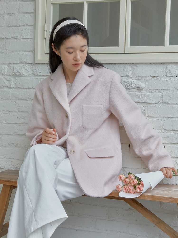 HAIRY WOOL JACKET (LIGHT PINK)