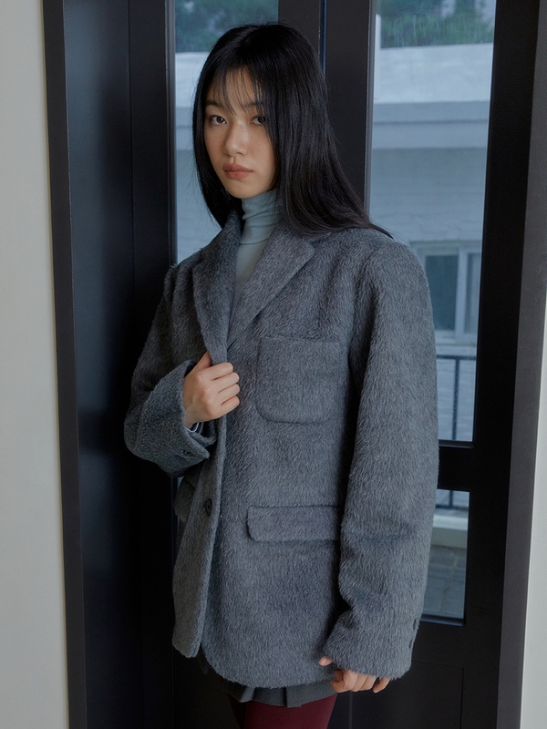 HAIRY WOOL JACKET (CHARCOAL)