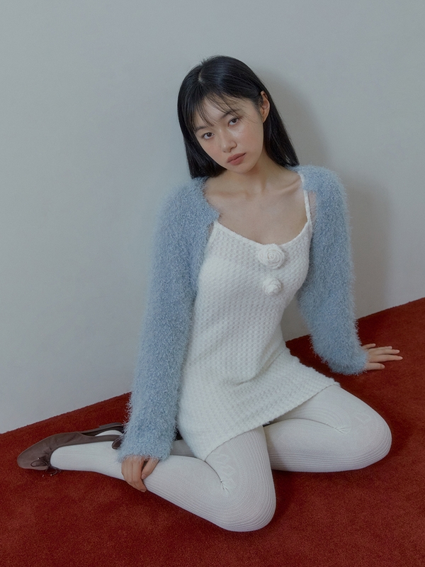 POM POM KNIT BOLERO (POWDER BLUE)