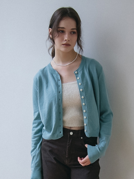 CASHMERE BLENDED KNIT CARDIGAN_MINT