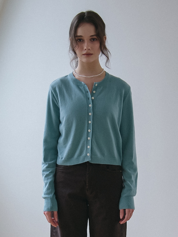 CASHMERE BLENDED KNIT CARDIGAN_MINT