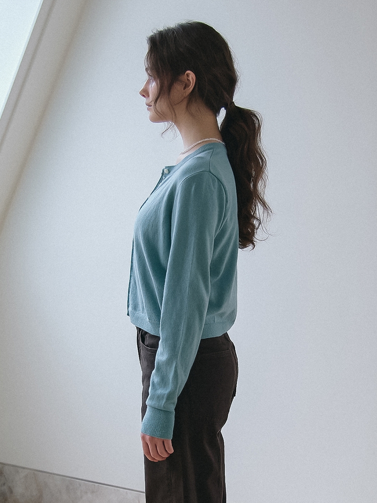 CASHMERE BLENDED KNIT CARDIGAN_MINT