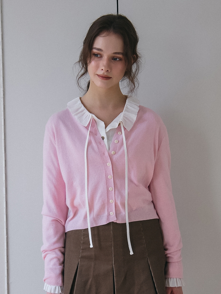 CASHMERE BLENDED KNIT CARDIGAN_PINK