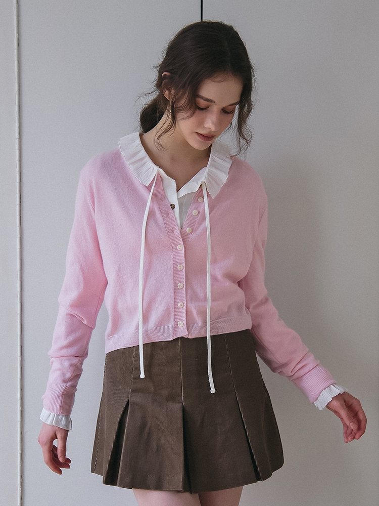 CASHMERE BLENDED KNIT CARDIGAN_PINK