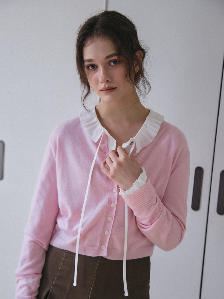 CASHMERE BLENDED KNIT CARDIGAN_PINK