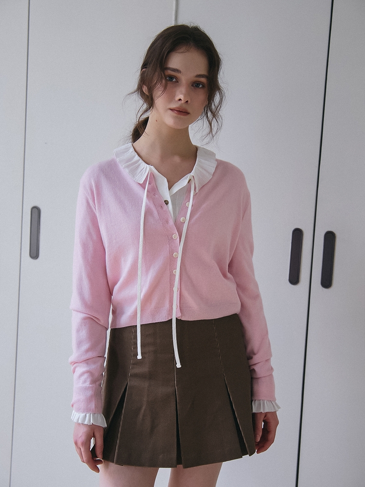 CASHMERE BLENDED KNIT CARDIGAN_PINK