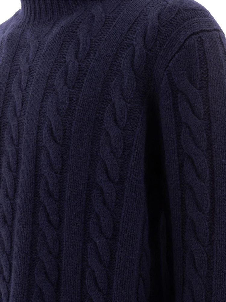 폴로 랄프로렌 FW24 Wool and cashmere cable-knit turtleneck sweater 710917035006HUNTER NAVY Blue