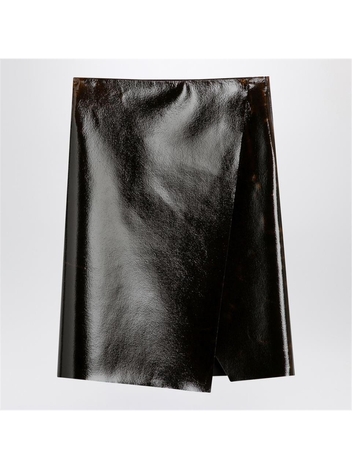 필로소피 FW24 Philosophy Brown shiny faux leather pencil skirt 01067141 Brown