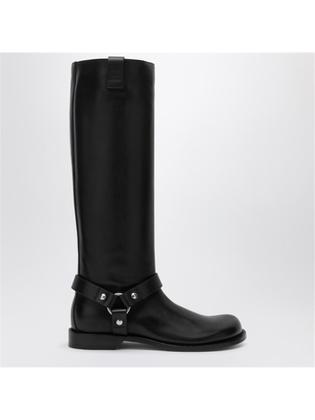 로에베 FW24 Loewe Campo Biker high boot in black calfskin leather LLSC285X03LE Black