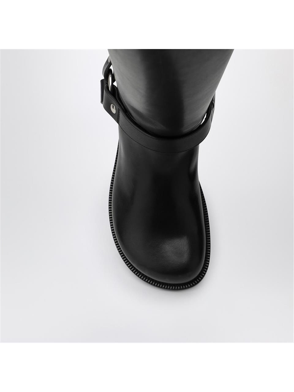 로에베 FW24 Loewe Campo Biker high boot in black calfskin leather LLSC285X03LE Black